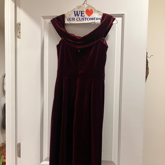 BHLDN Wine Red Velvet Dress Size 2 - Picture 5 of 6